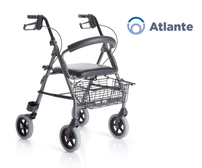 Rollator Atlante in Alluminio 4 Ruote Seduta Imbottita Cestino | Pieghevole RP520